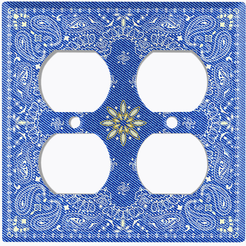 Plaque murale rectangulaire à 2 bandes Paisley Bandana, Bleu