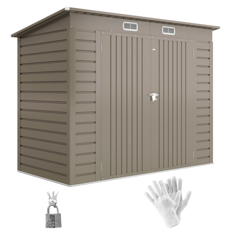 Abri de jardin 8 x 4 pi en métal avec 2 évents, gris clair