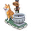 Décoration de jardin pour chien assis Akita