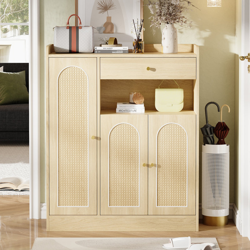 12 Pair Shoe Storage Cabinet, Natural