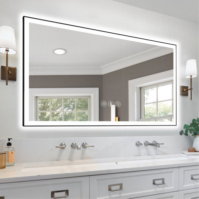 Miroir de salle de bain sans cadre à DEL, miroir intelligent