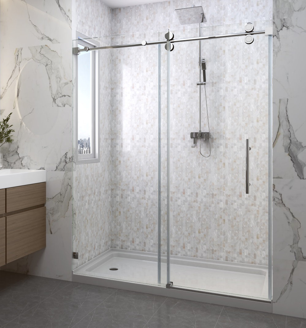 iGlass Shower Door 60'' W x 80'' H Single Sliding Frameless Shower Door