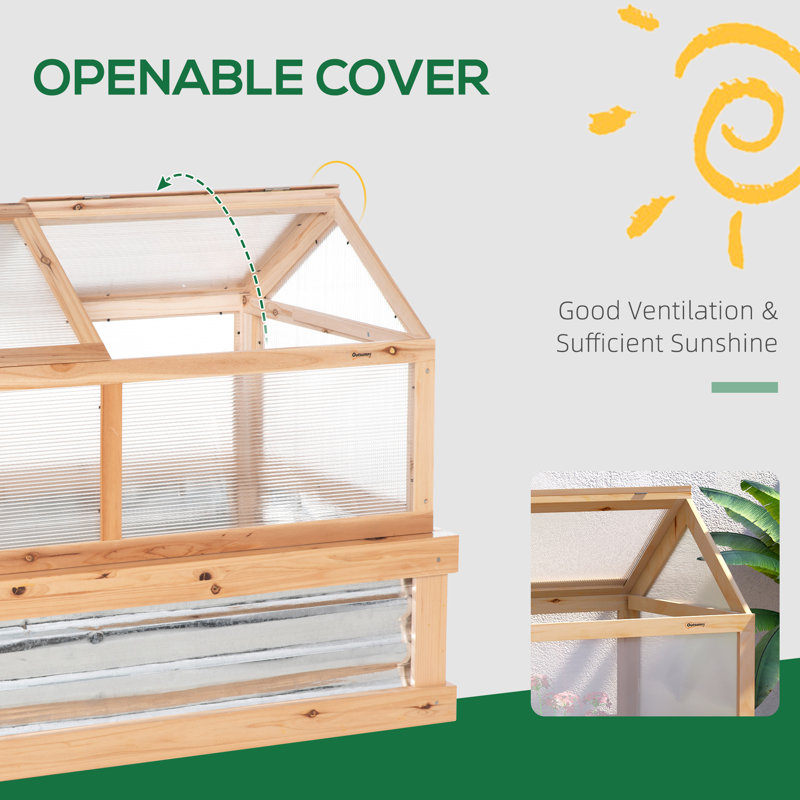 Sarik Hobby Greenhouse,wood, 32.25'' H x 48'' W x 24"D, Natural Wood