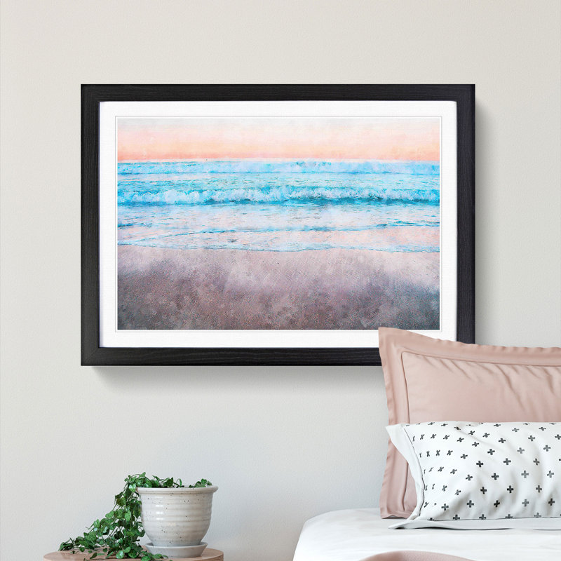 Waves upon Hermosa Beach - Picture Frame Painting Print, Black Framed, 33cm H x 45cm W x 2cm D
