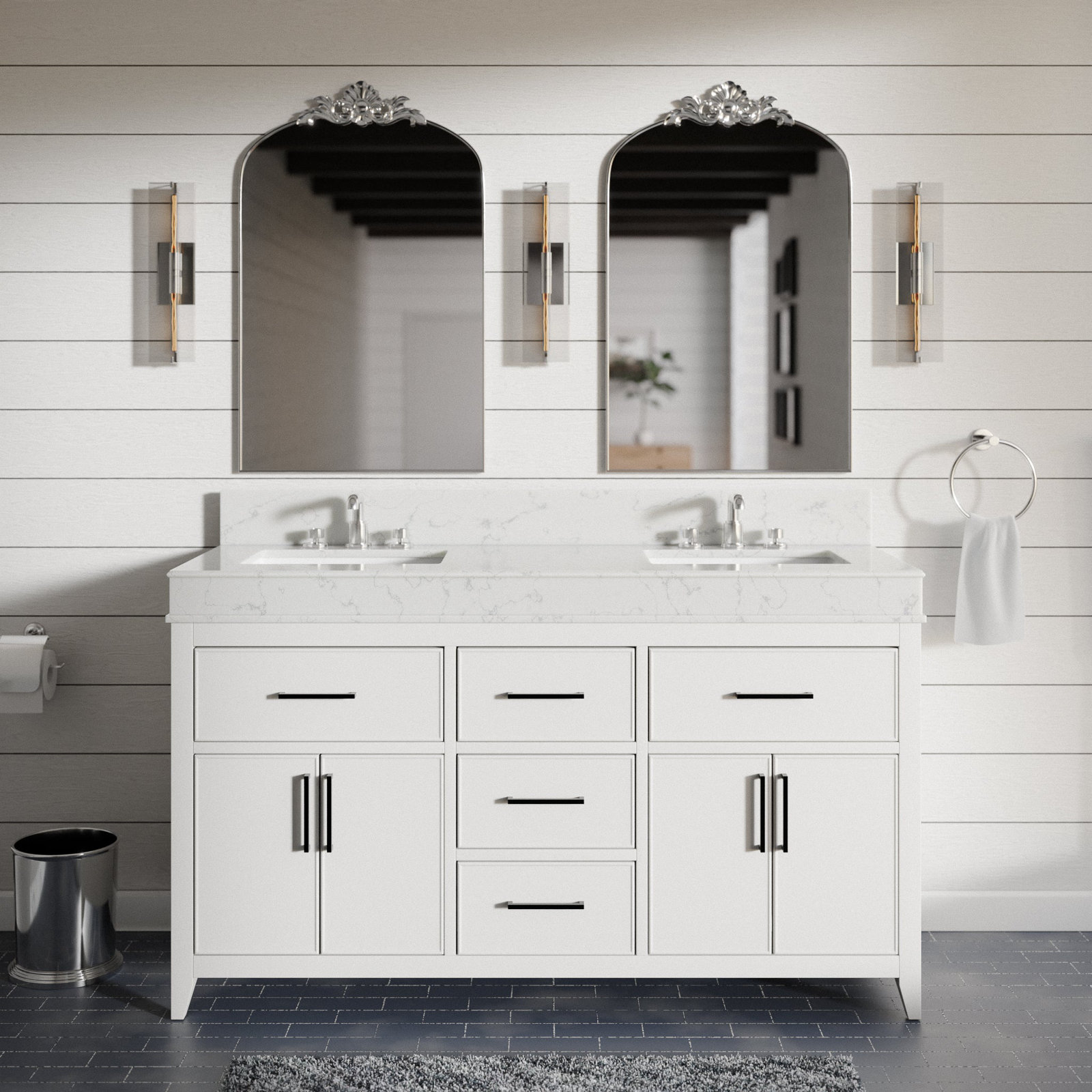 Bayla 60'' Double Bathroom Vanity, White
