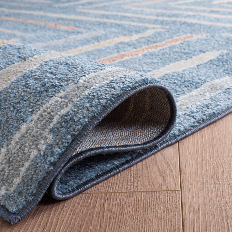 Setebos  Washable Area Rug In Blue/Ivory, Rectangle 4' x 6'