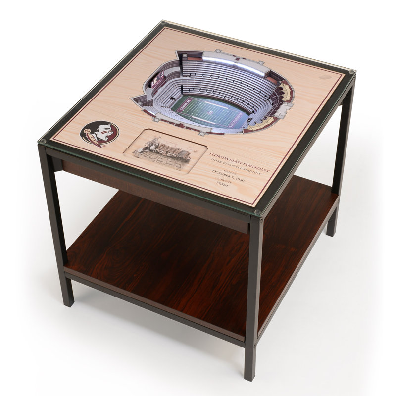 Florida State Seminoles 3D Stadium Black Metal and Wood Accent Table