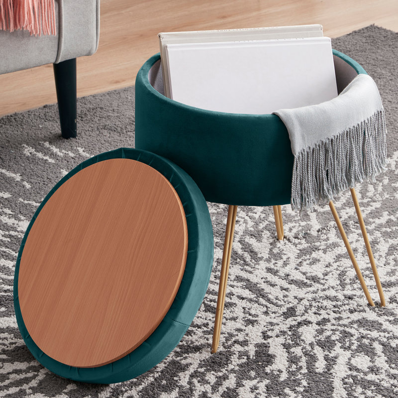 Wolfeboro Velvet Ottoman, Teal