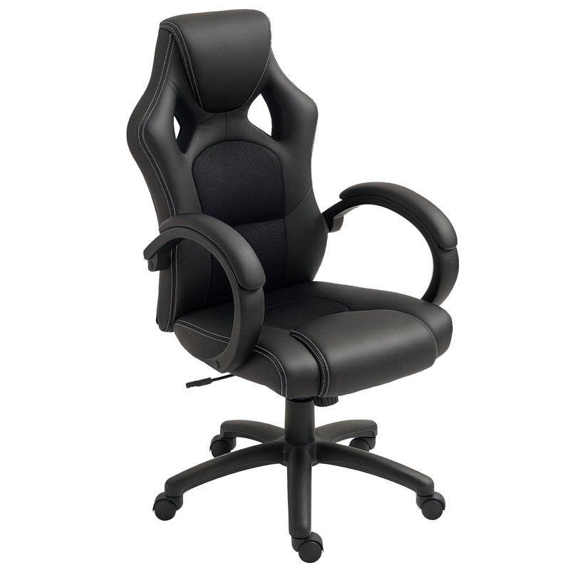 Inbox Zero Laniyah Adjustable Swiveling PC & Racing Game Chair, Black