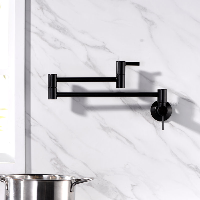 Contemporary 2-Handle Wall-Mounted Pot Filler, Oil Rubbed Bronze