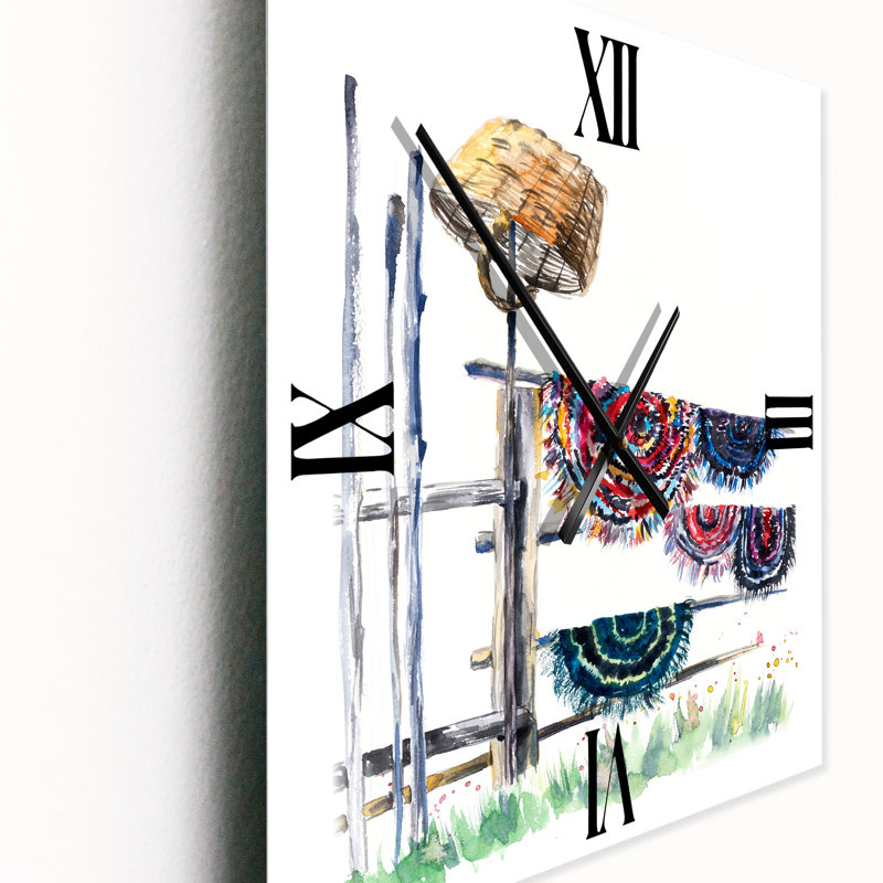 Horloge murale tapis russes sur corde à linge, Petit