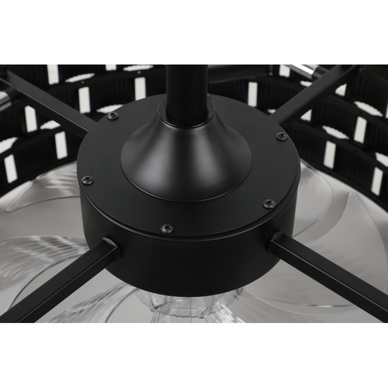 Katia 17.7" Modern Black Ceiling Fan With Light, Reverse 6 Speeds Dimmable and Remote Included