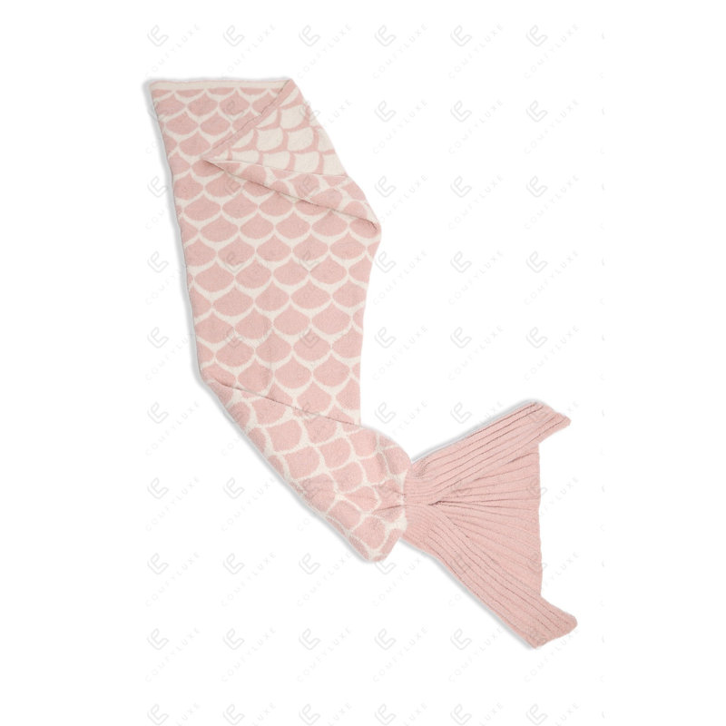 Mermaid Scale Pattern Luxury Soft Tail Blanket, Pink