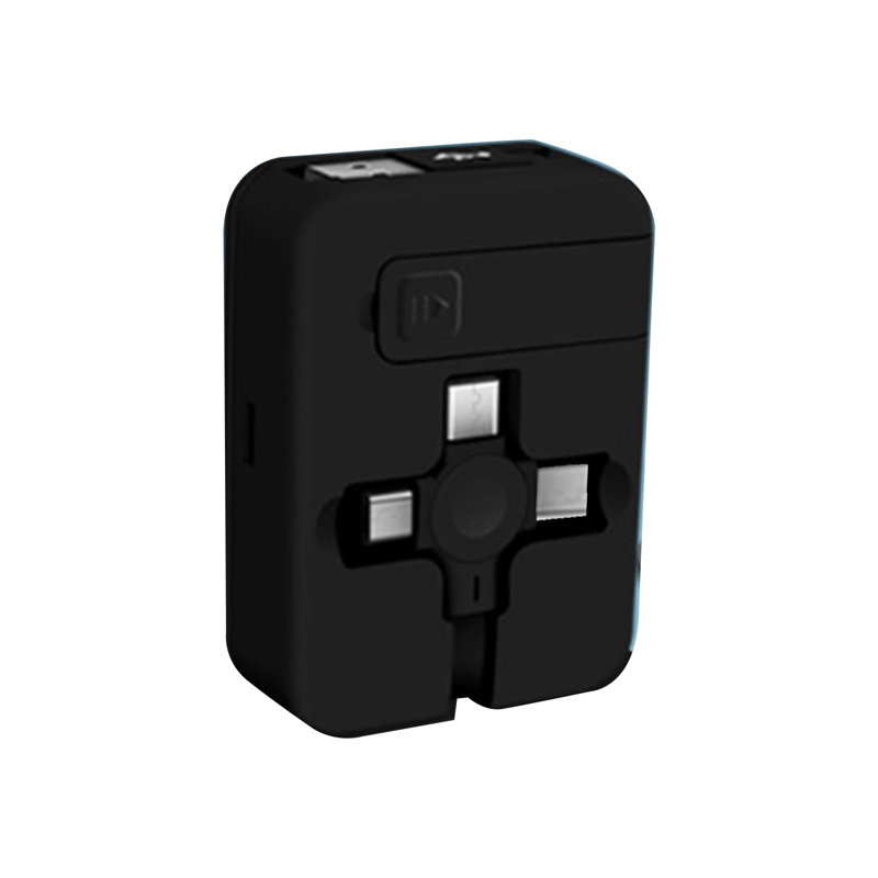 Rack rétractable 3-en-1 câble de données avec support de téléphone portable en miroir, Black