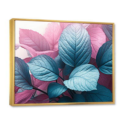 Feuille de splendeur rose turquoise sur toile