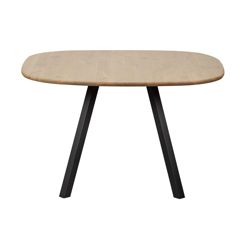 Mosquera Oak Solid Wood Top Metal Base Dining Table