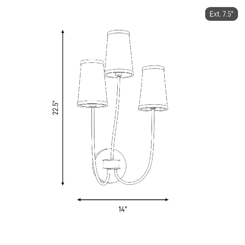 Revel 3 - Light Dimmable Brass Armed Sconce