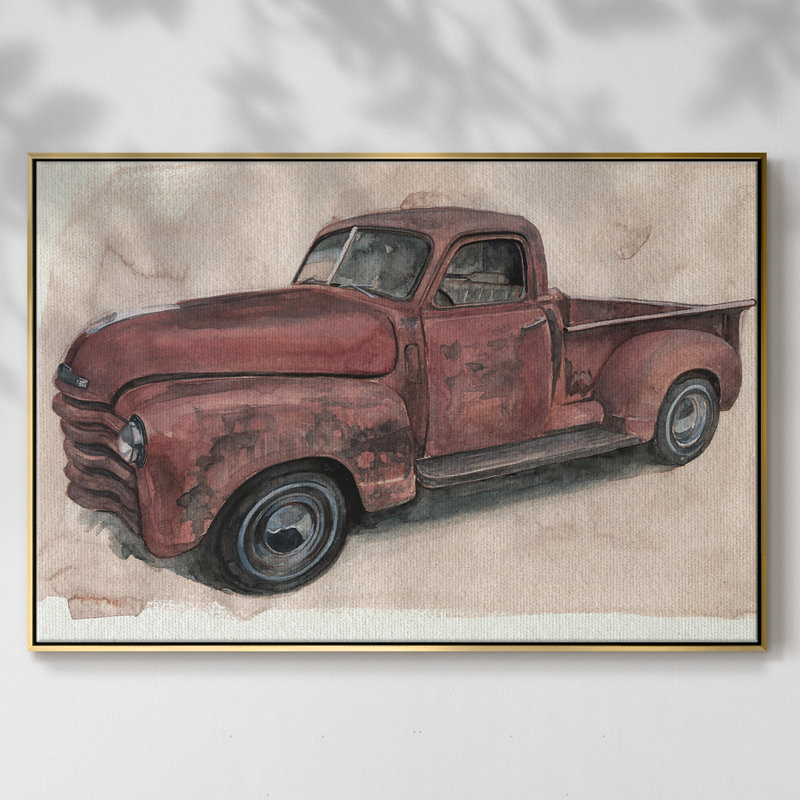 " Antique Pickup I ", Gold Framed Canvas, 25" H x 37" W x 2" D