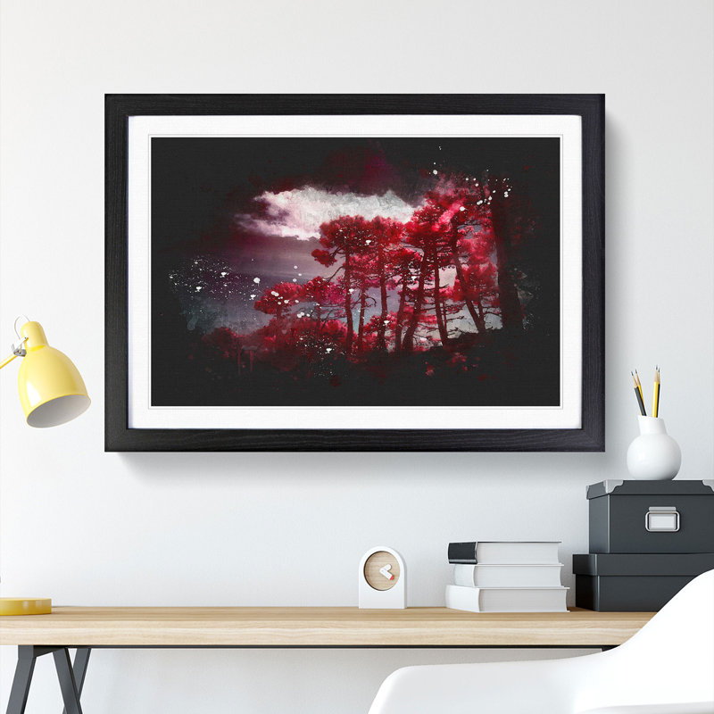 Plum Forest - Picture Frame Graphic Art Print, 45cm H x 63cm W x 2cm D, Black Framed