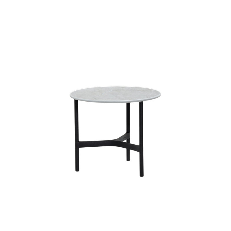 Twist Outdoor Round Coffee Table, Ceramic Black, 17.8", Lava Gray