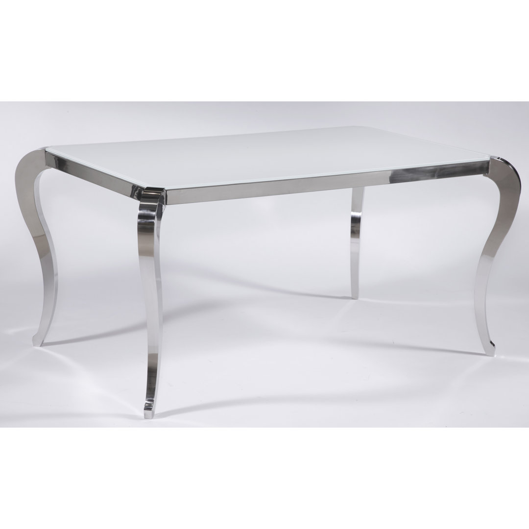 Coriana Glass Top Metal Base Dining Table Rosdorf Park