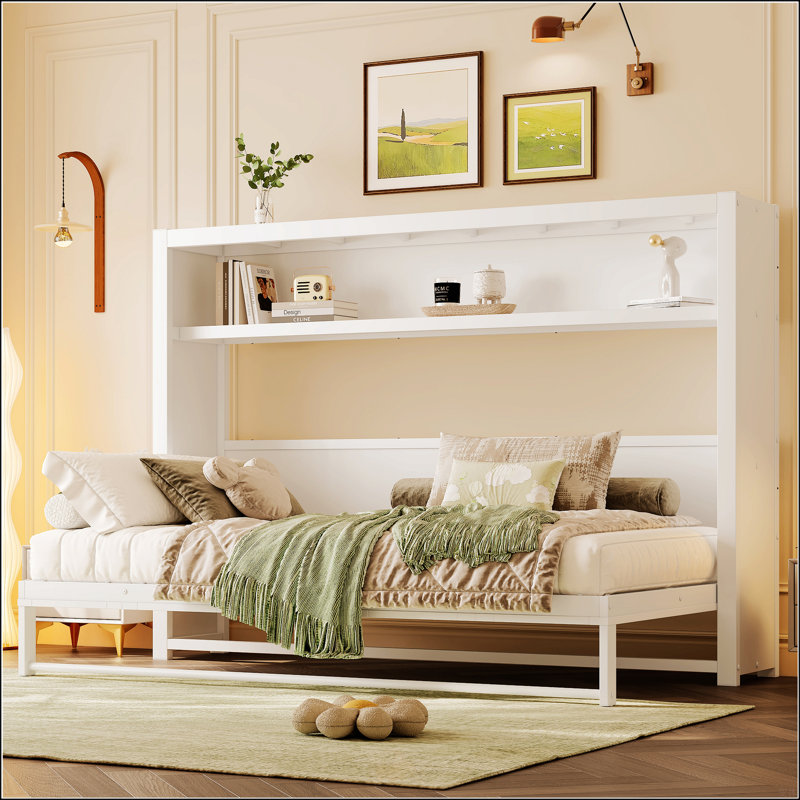 Lit escamotable simple avec tablettes