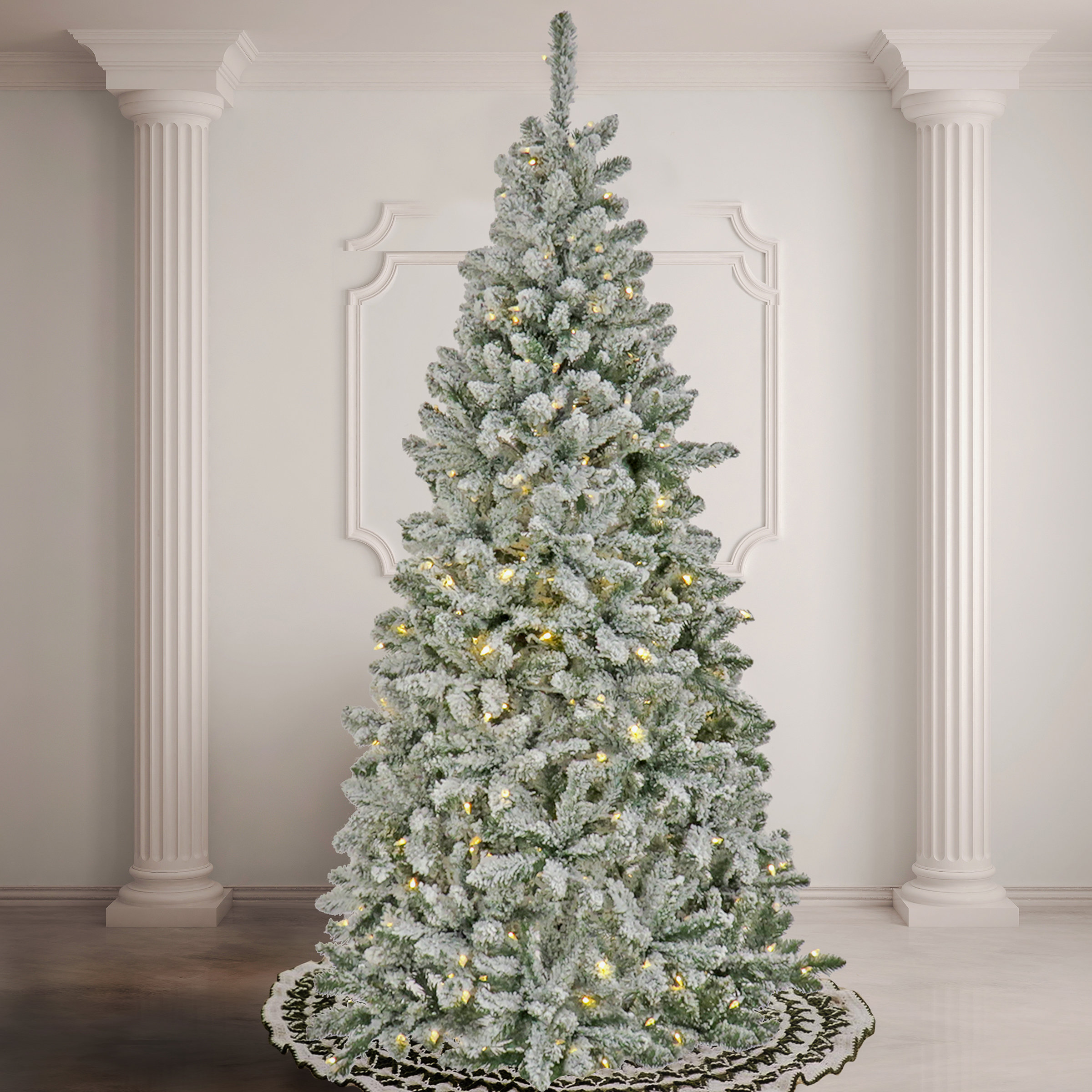 7.5 ft. Frosted Virginia Artificial Christmas Tree with 600 Clear LED Lights - 55 in. Wide