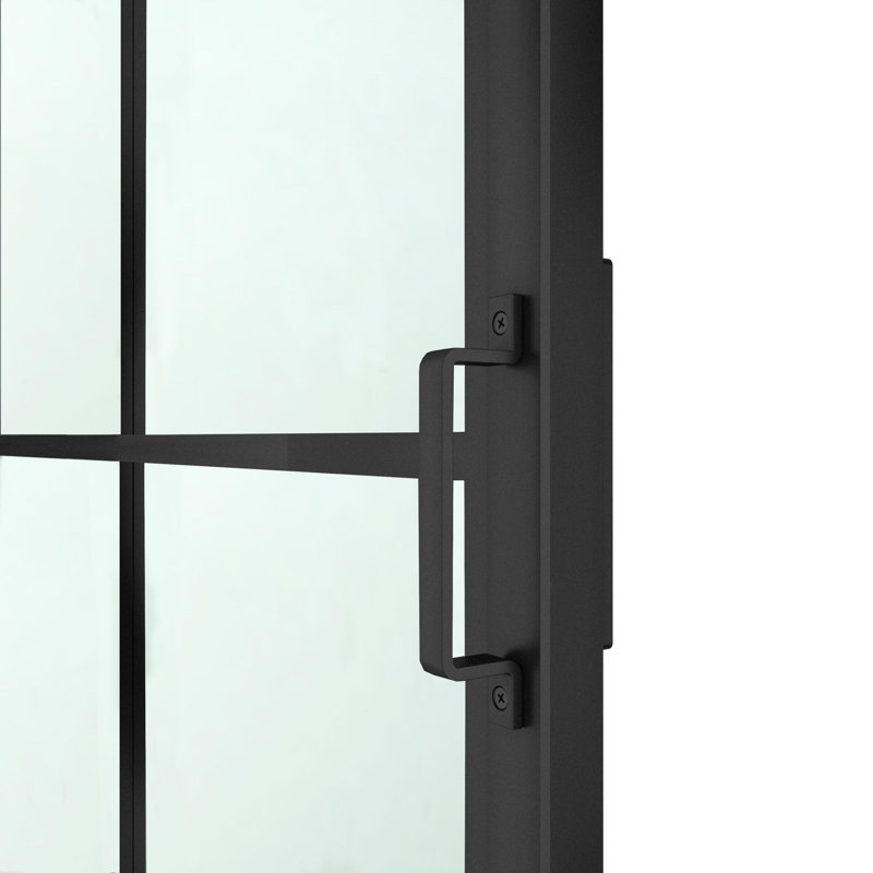 84" Frosted Glass and Steel Sliding Barn Door Kit