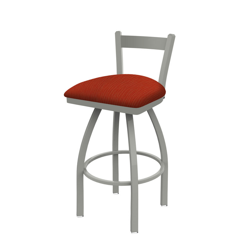821 Catalina Low Back Swivel Bar Stool, Anodized Nickel, Bar Stool (30" Seat Height), Graph Poppy