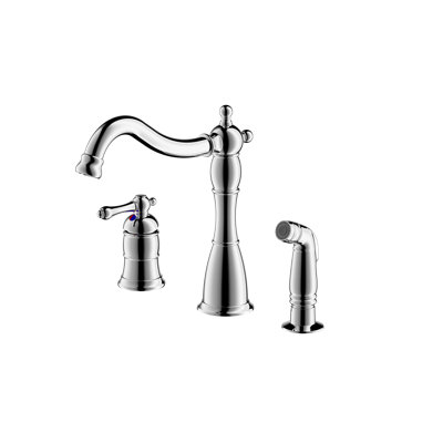 Prime Collection Exposed Mounting 3-Hole Installation Single-Handle Kitchen Faucet with Matching Side Spray - Chrome Polished