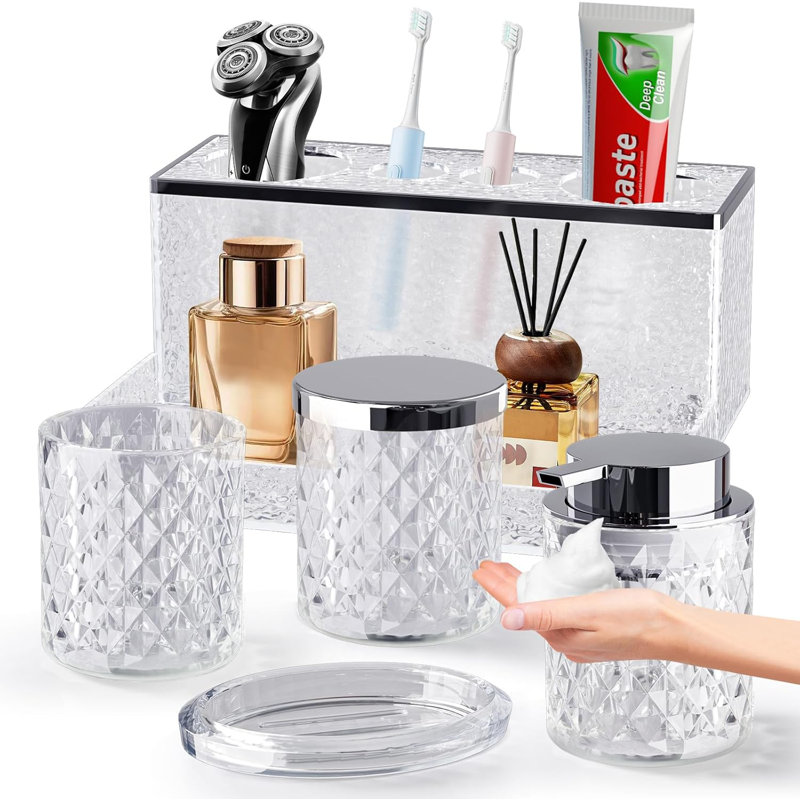 Glass Bathroom Accessory Set