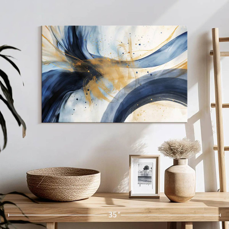 Bleu abstrait et beige Avery, H 16 po x l 24 po