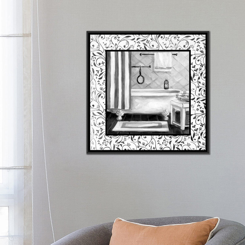 «Bath I», impression sur toile, H 26 po x l 26 po x P 1,5 po, Toile avec cadre noir, Pas de tapis