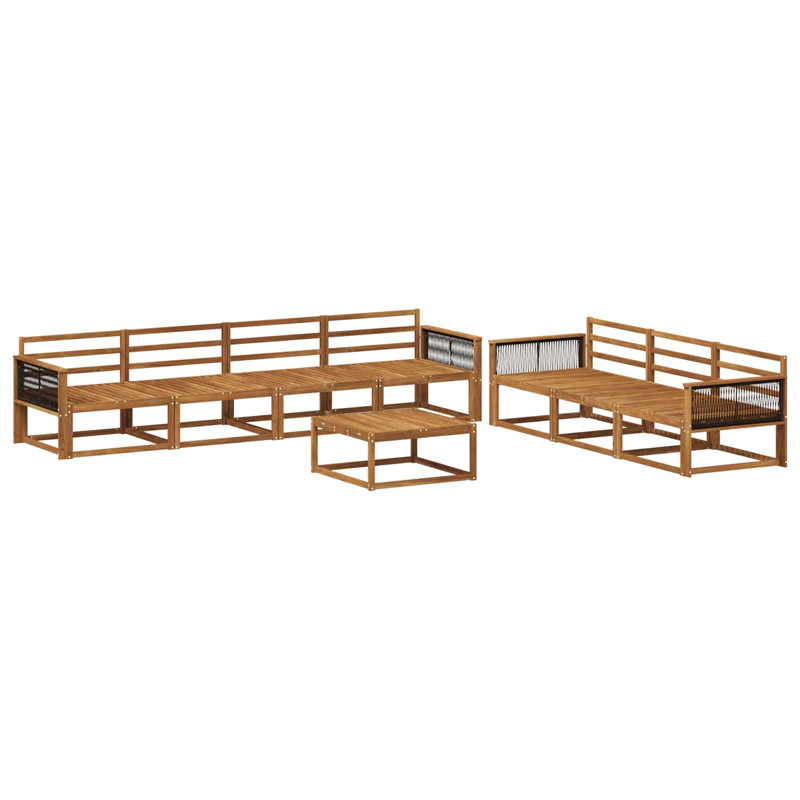  Outdoor Sofa Set 8 Pcs Garden Seating Sectional Patio Furniture Modern, Natural/Black