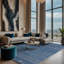 Tapis bleu lavable à la machine-2025637896