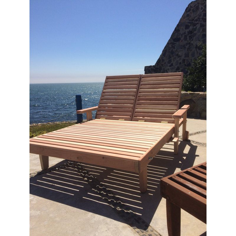 Varda Double Redwood Chaise Lounge with Arms, Clear