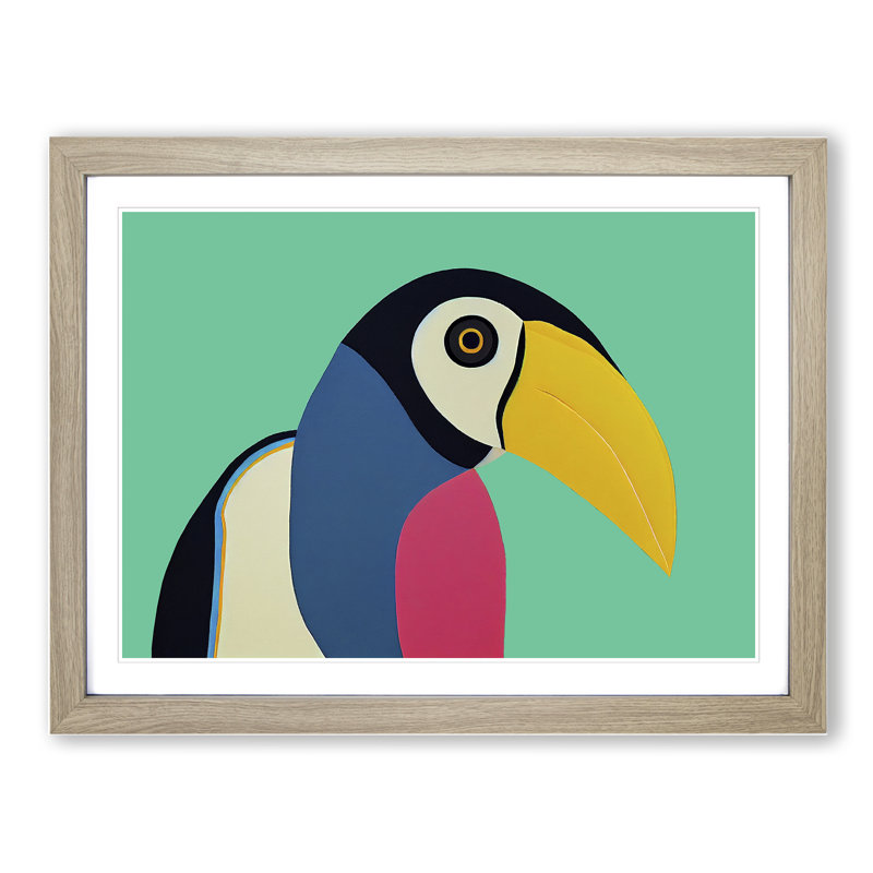 Toucan Bird Abstract Vol.1 - Single Picture Frame Print, 34cm H x 46cm W x 2cm D, Oak Framed