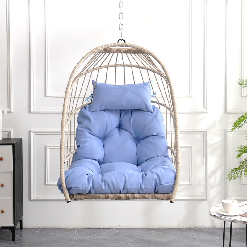 Fauteuil balançoire en rotin PE, Bleu