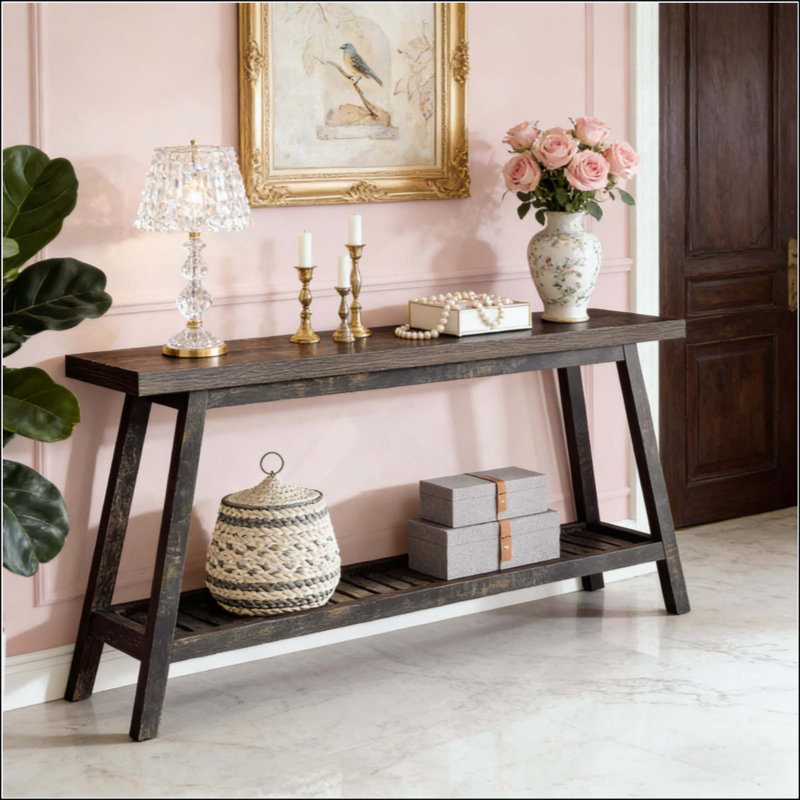 Canapé à 2 niveaux, console, table d'appoint