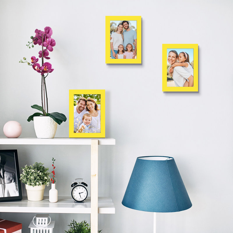Cadre photo collage, ensemble de 3, Jaune, L 5 po x H 7 po