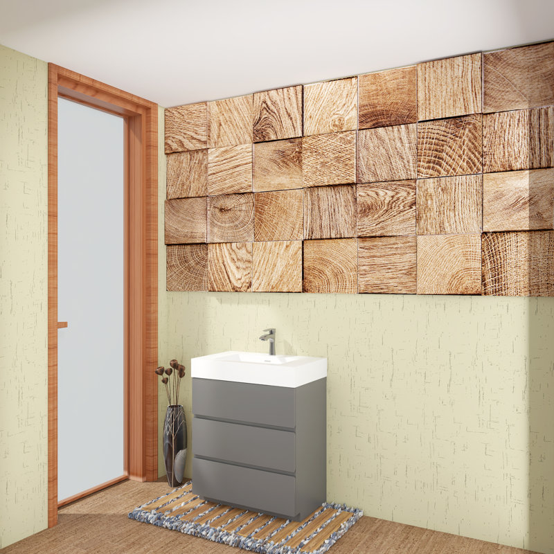 Ensemble de meuble-lavabo simple Guxim, Gris, Blanc