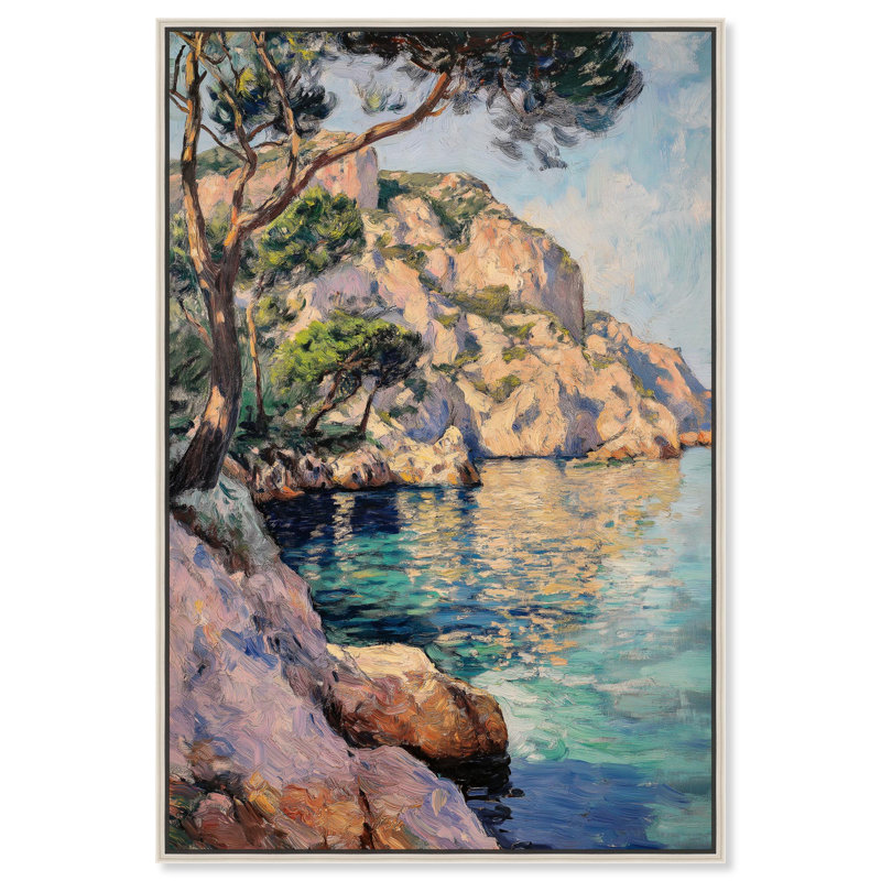 Toile Rocket Waters Monet Coastal par Art Remedy, H 37 po x l 25 po, Cadre flottant argenté