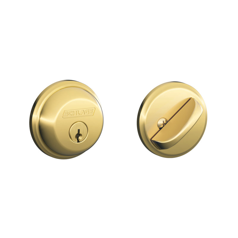 Single Cylinder Deadbolt, Bright Brass