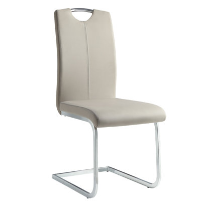 Modern Gray Faux Leather Side Chairs For Dining, 2pc, Metal Base Ultra-modern Dining Chairs, 2pc , Upholstery, Edge