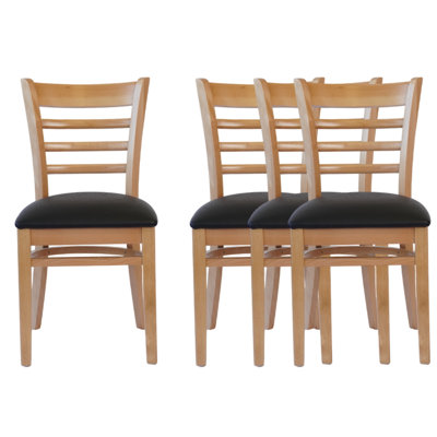 4 Count- Wooden Ladder Back Dining Chairs with PU Leather Upholstered Seat