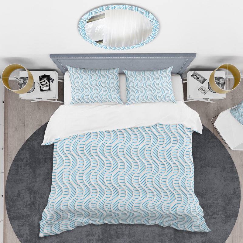 Ensemble de housse de couette mid-century 3d pattern ii, Housse de couette double / grand et 2 taies décor