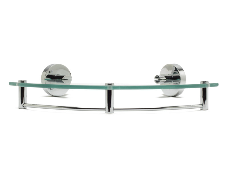 Polished Chrome Glass Corner Shower Shelf