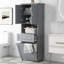 Grande armoire de salle de bain avec panier à linge-1447904855