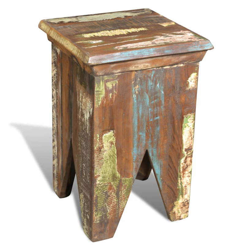 Tabouret en bois massif récupéré