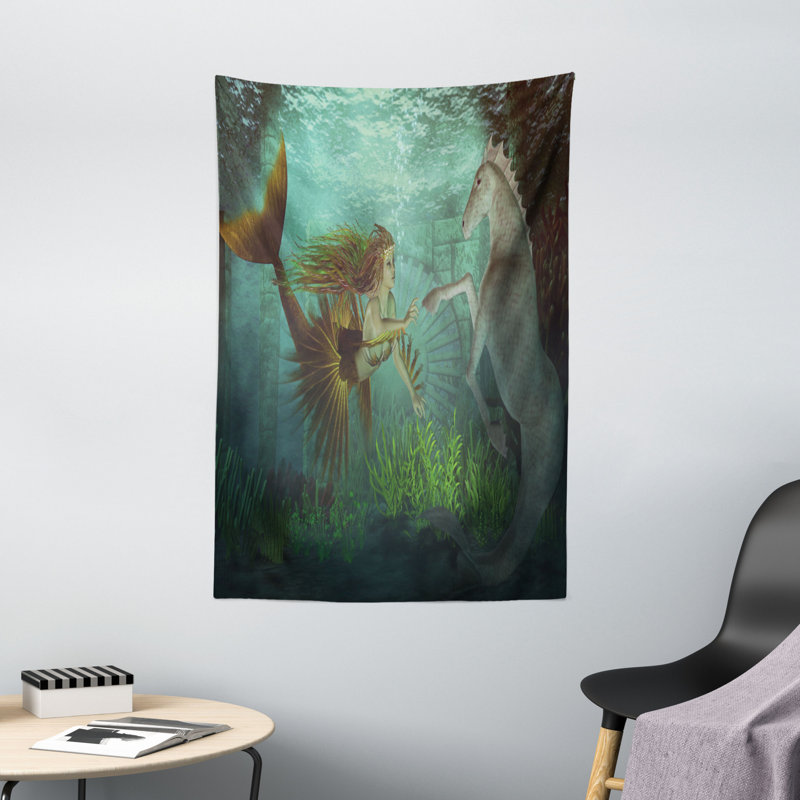 Tapisserie en polyester sirène, H 60 po x l 40 po